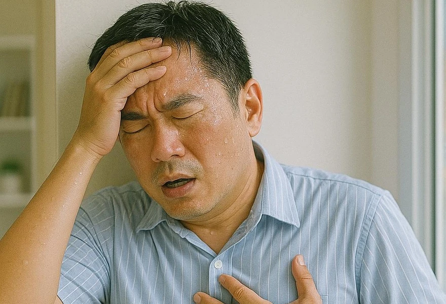 冷や汗をかく男性