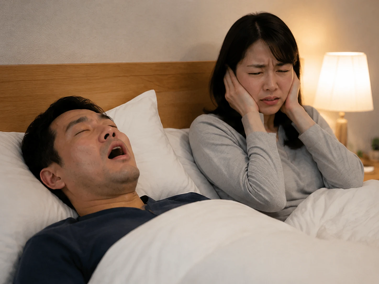 いびきで隣の家族が眠れない様子